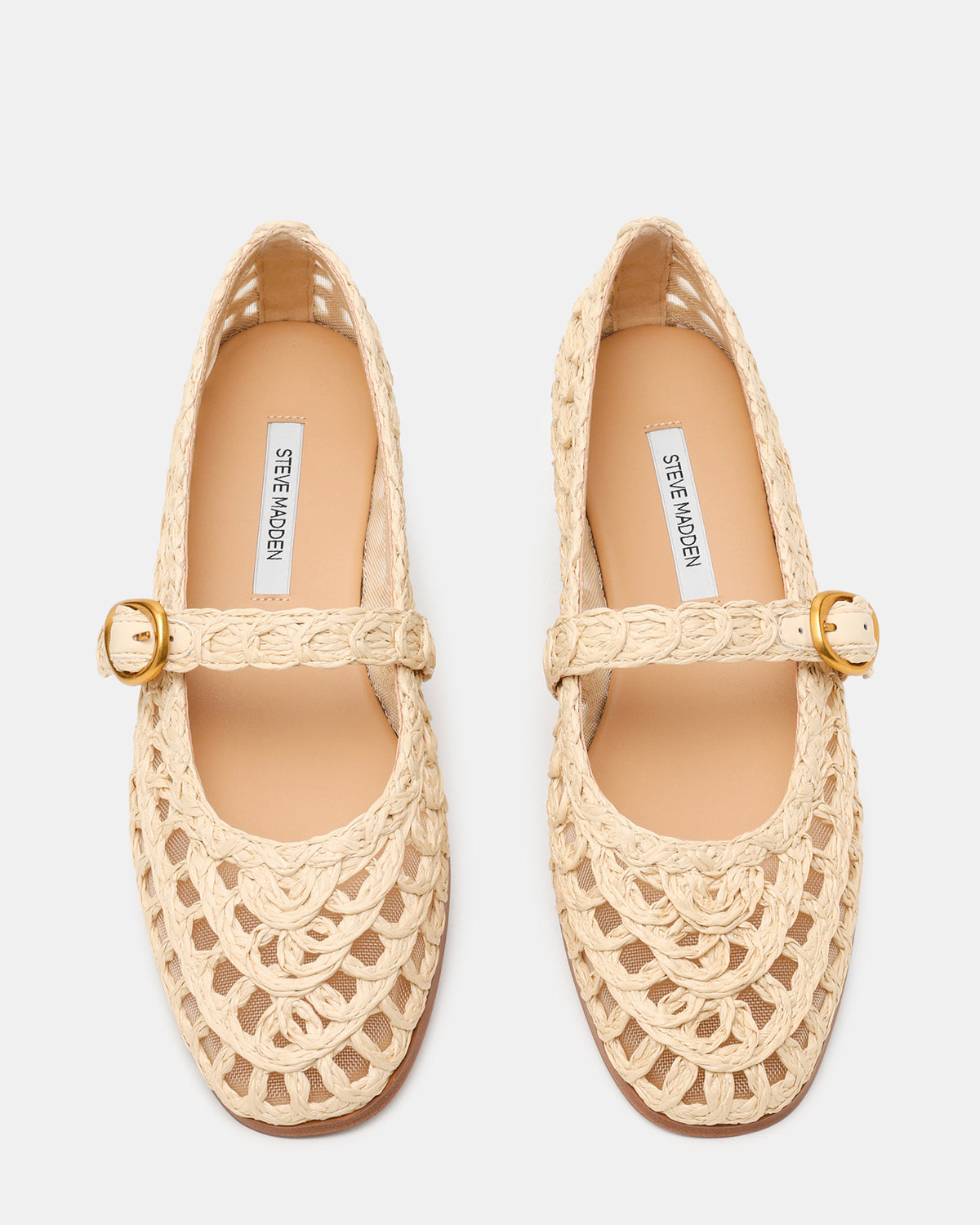 MELODY Natural Raffia Mary Jane Woven Buckle Round-Toe Women's Flat | Steve Madden for Sale