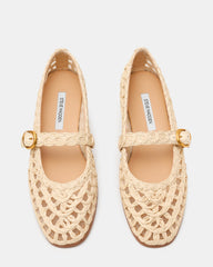 MELODY Natural Raffia Mary Jane Woven Buckle Round-Toe Women's Flat | Steve Madden for Sale