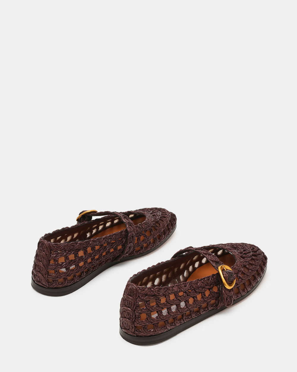 MELODY Brown Raffia Mary Jane Woven Buckle Round-Toe Women's Flat | Steve Madden on Sale