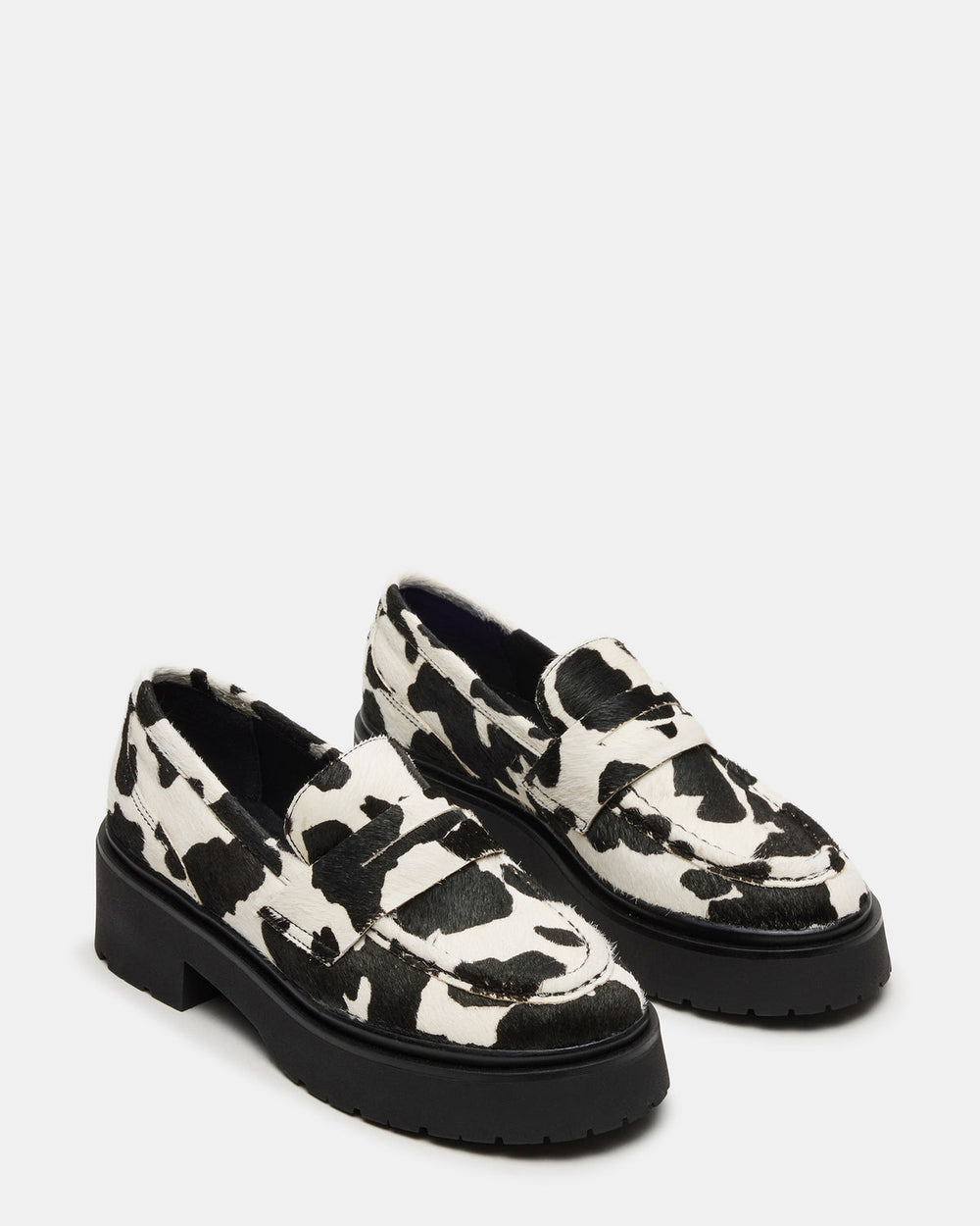 LAYKEN-H Black/White Platform Lug Women's Loafer | Steve Madden Sale