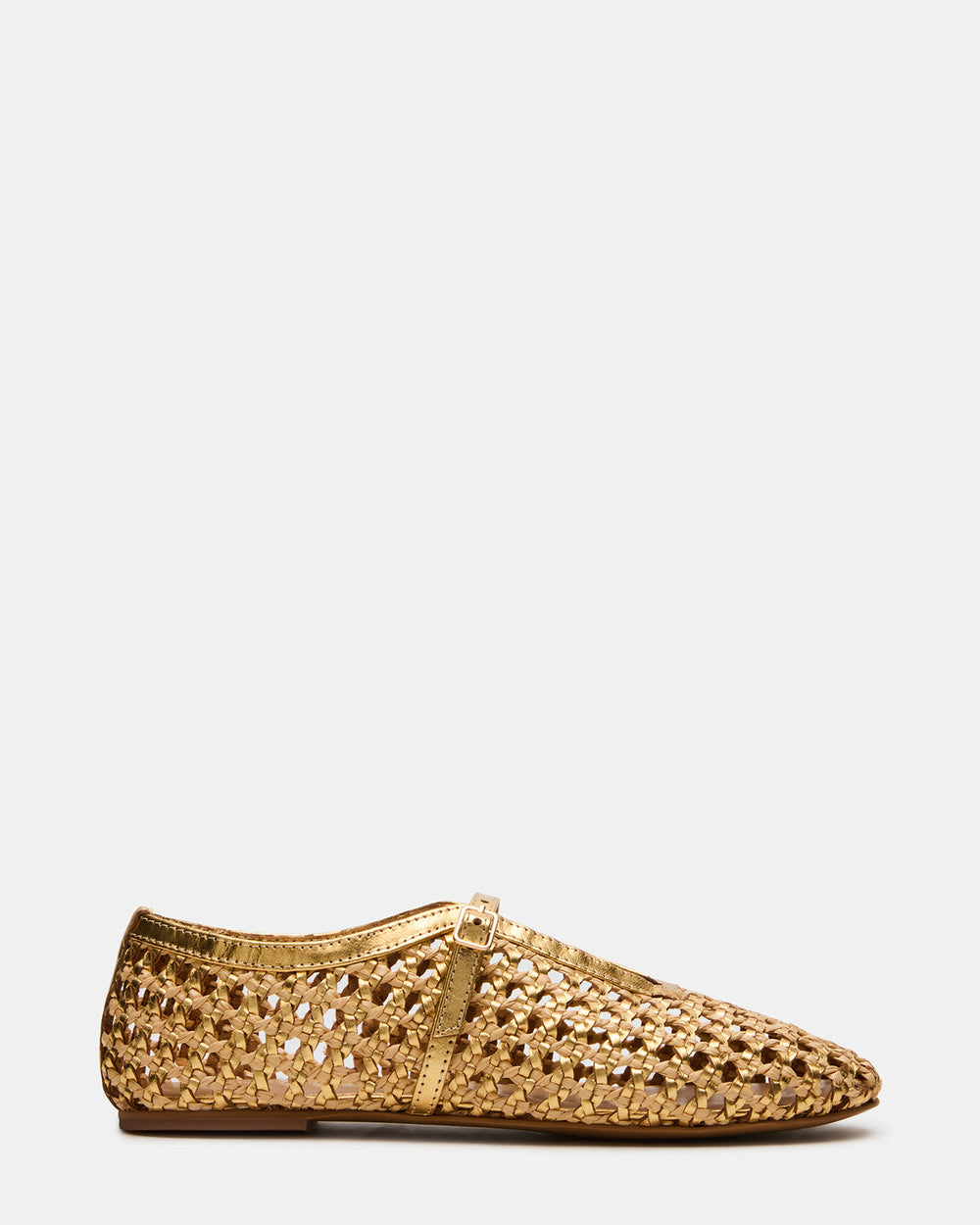 BELLISSIMA Gold Multi Mary Jane Woven Buckle Women's Flats | Steve Madden for Sale