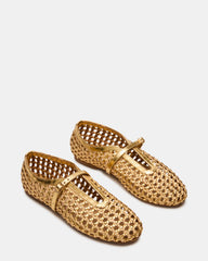 BELLISSIMA Gold Multi Mary Jane Woven Buckle Women's Flats | Steve Madden for Sale