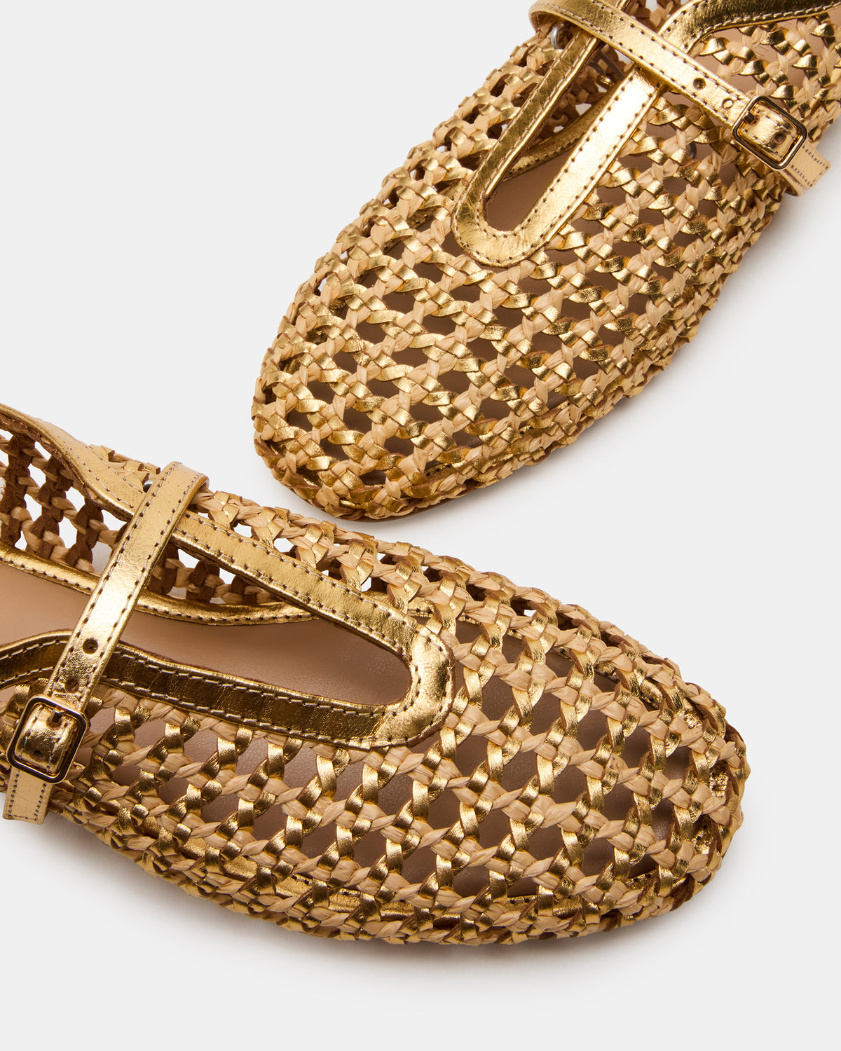 BELLISSIMA Gold Multi Mary Jane Woven Buckle Women's Flats | Steve Madden for Sale