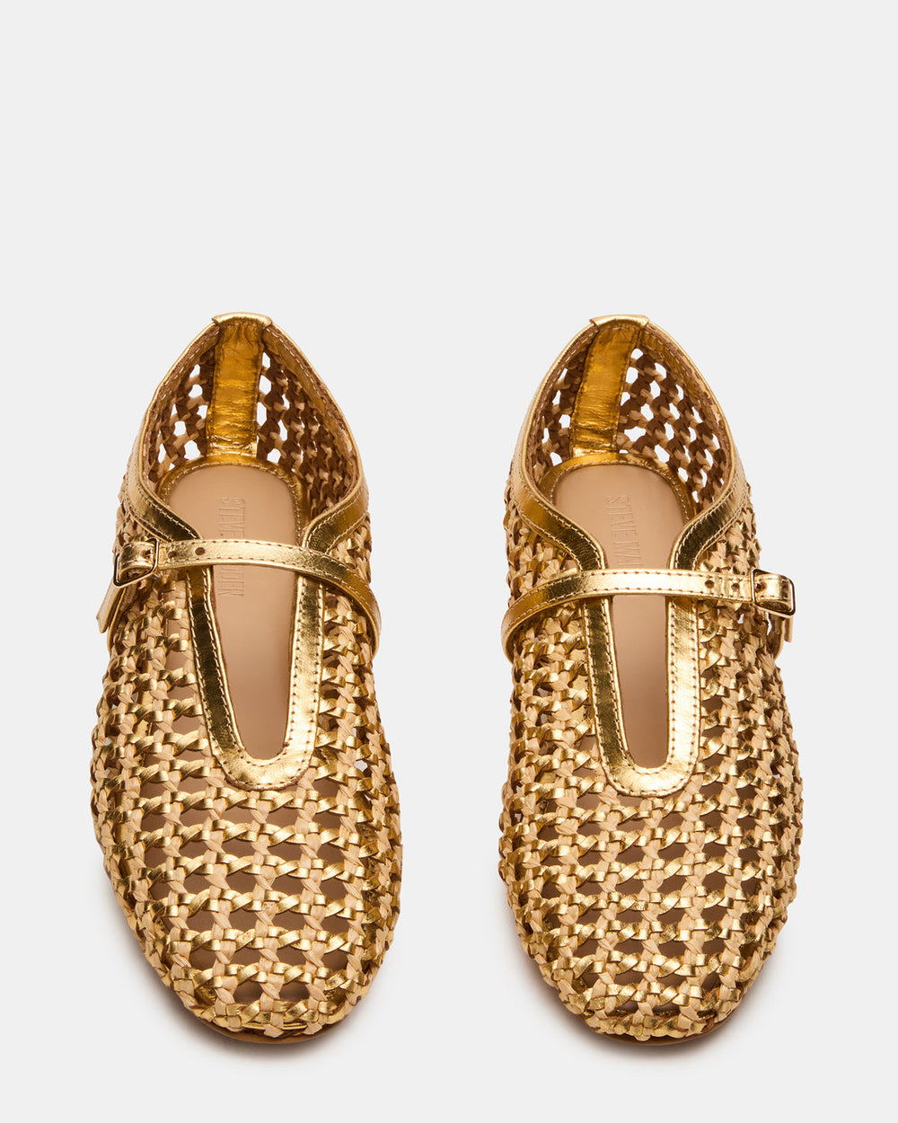 BELLISSIMA Gold Multi Mary Jane Woven Buckle Women's Flats | Steve Madden for Sale