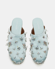 PEARSON Blue Satin Rhinstones Rounded-Toe Slip-On Women's Flat | Steve Madden US