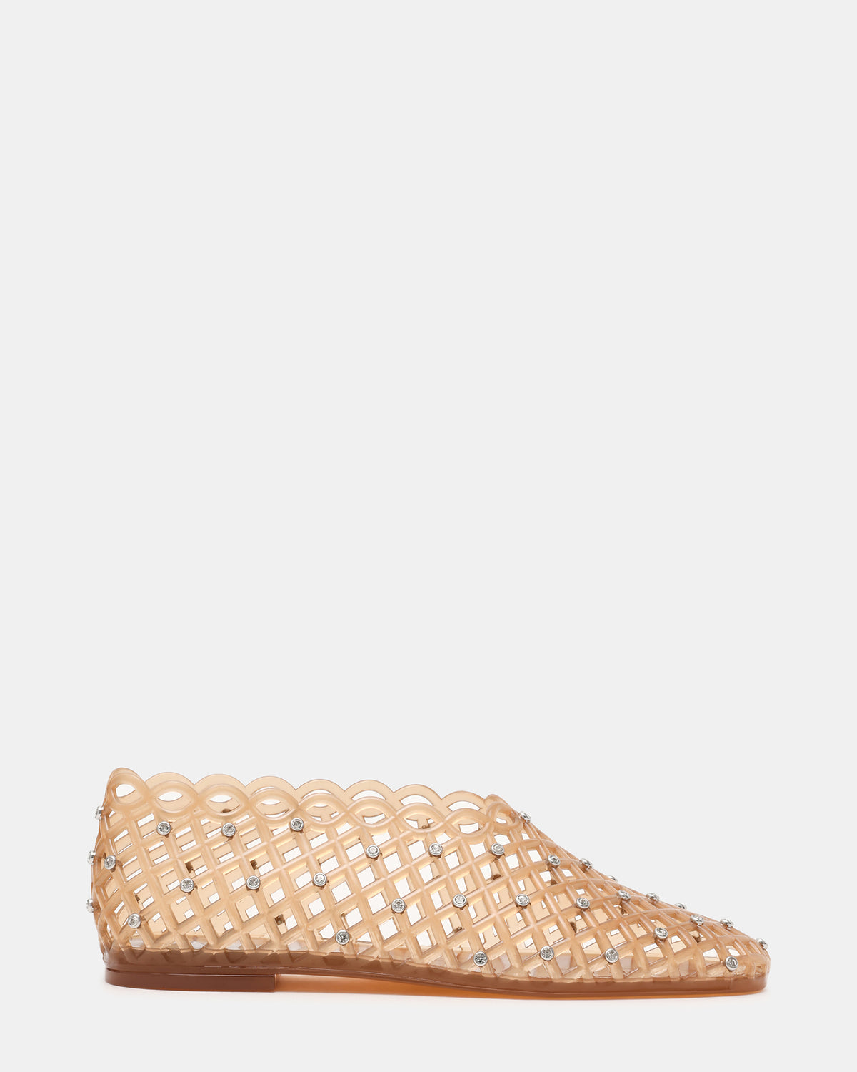 GROVE Tan Rhinestones Square-Toe Jelly Women's Flat | Steve Madden Sale