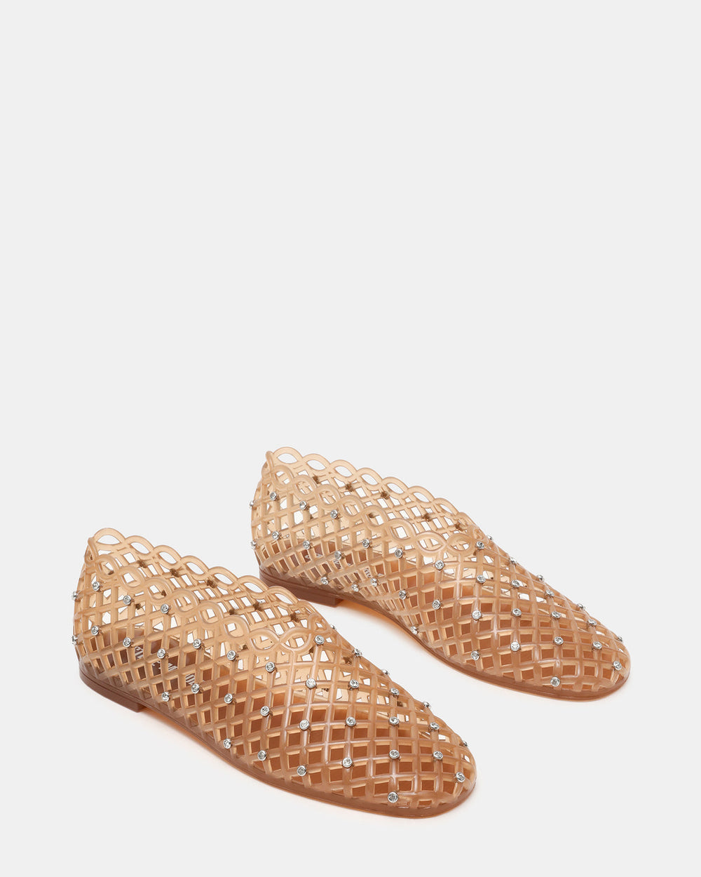 GROVE Tan Rhinestones Square-Toe Jelly Women's Flat | Steve Madden Sale