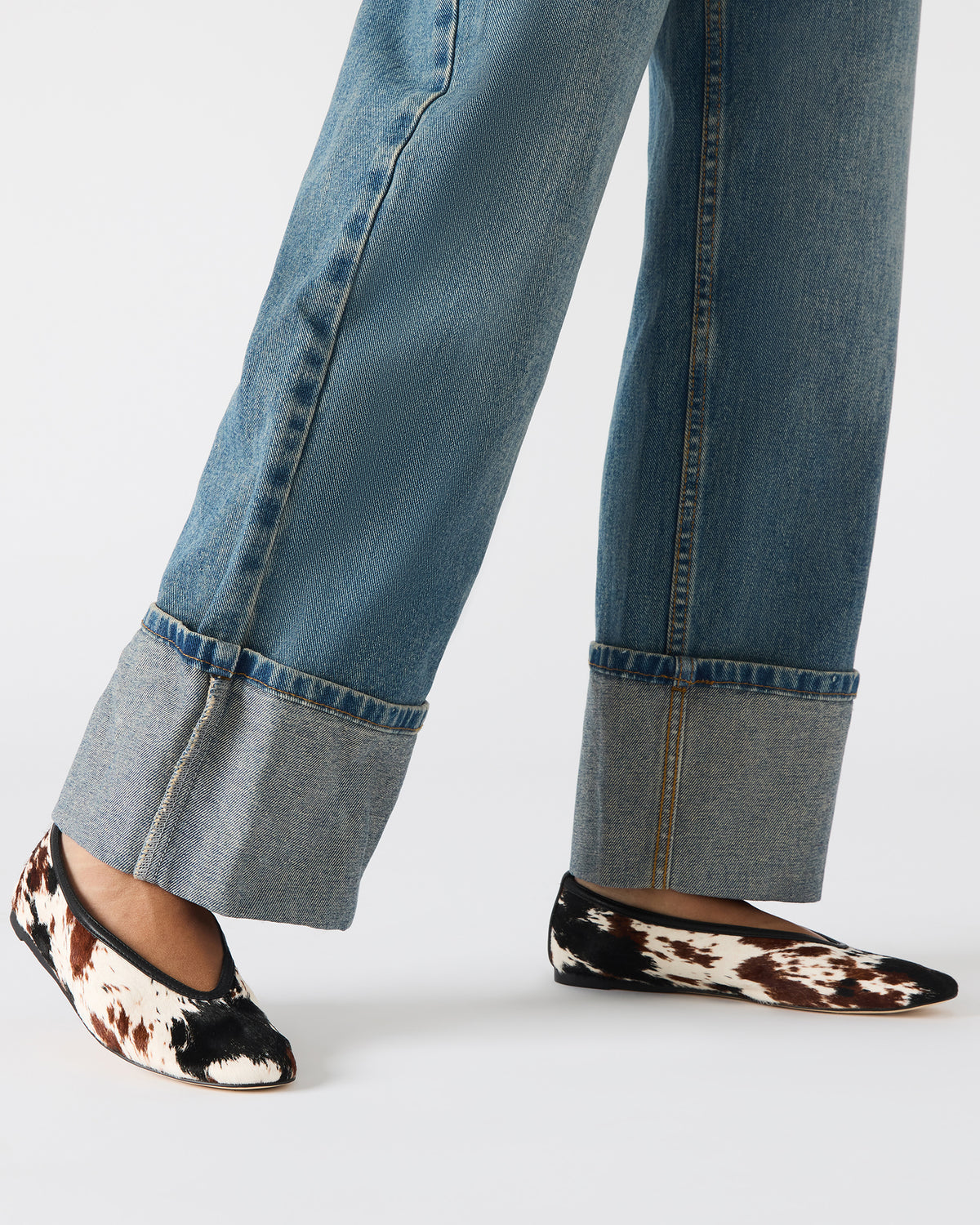 LENI Brown Cow Print Square-Toe Ballet Women's Flat | Steve Madden near me