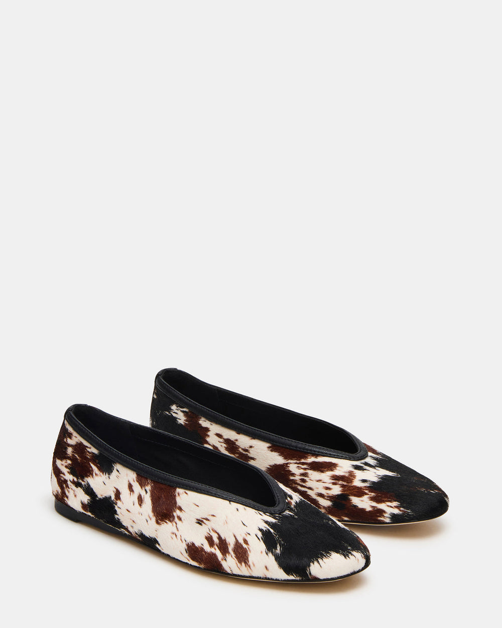 LENI Brown Cow Print Square-Toe Ballet Women's Flat | Steve Madden near me