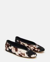 LENI Brown Cow Print Square-Toe Ballet Women's Flat | Steve Madden near me