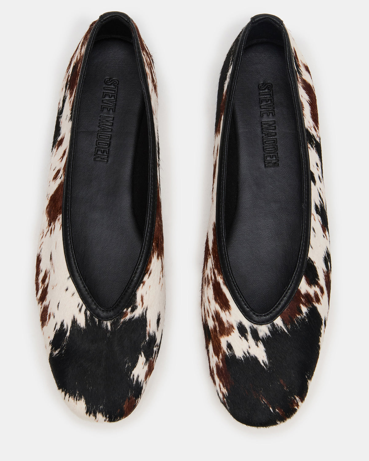LENI Brown Cow Print Square-Toe Ballet Women's Flat | Steve Madden near me