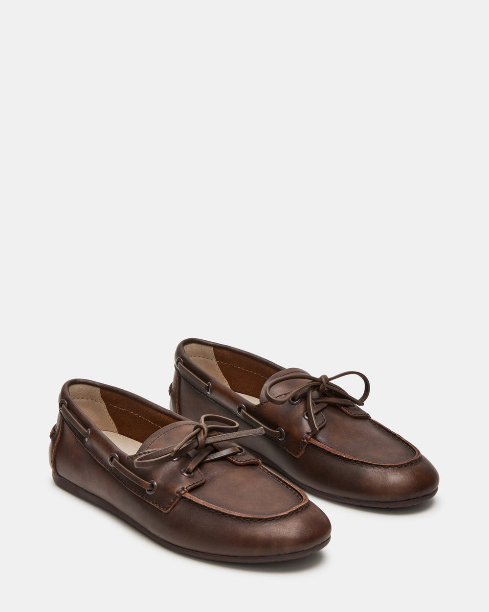 SAG Brown Leather Women's Boat Shoe | Steve Madden US