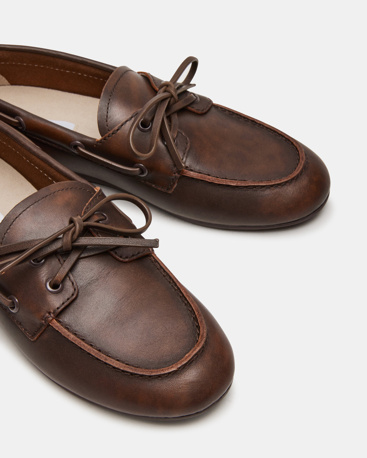 SAG Brown Leather Women's Boat Shoe | Steve Madden US