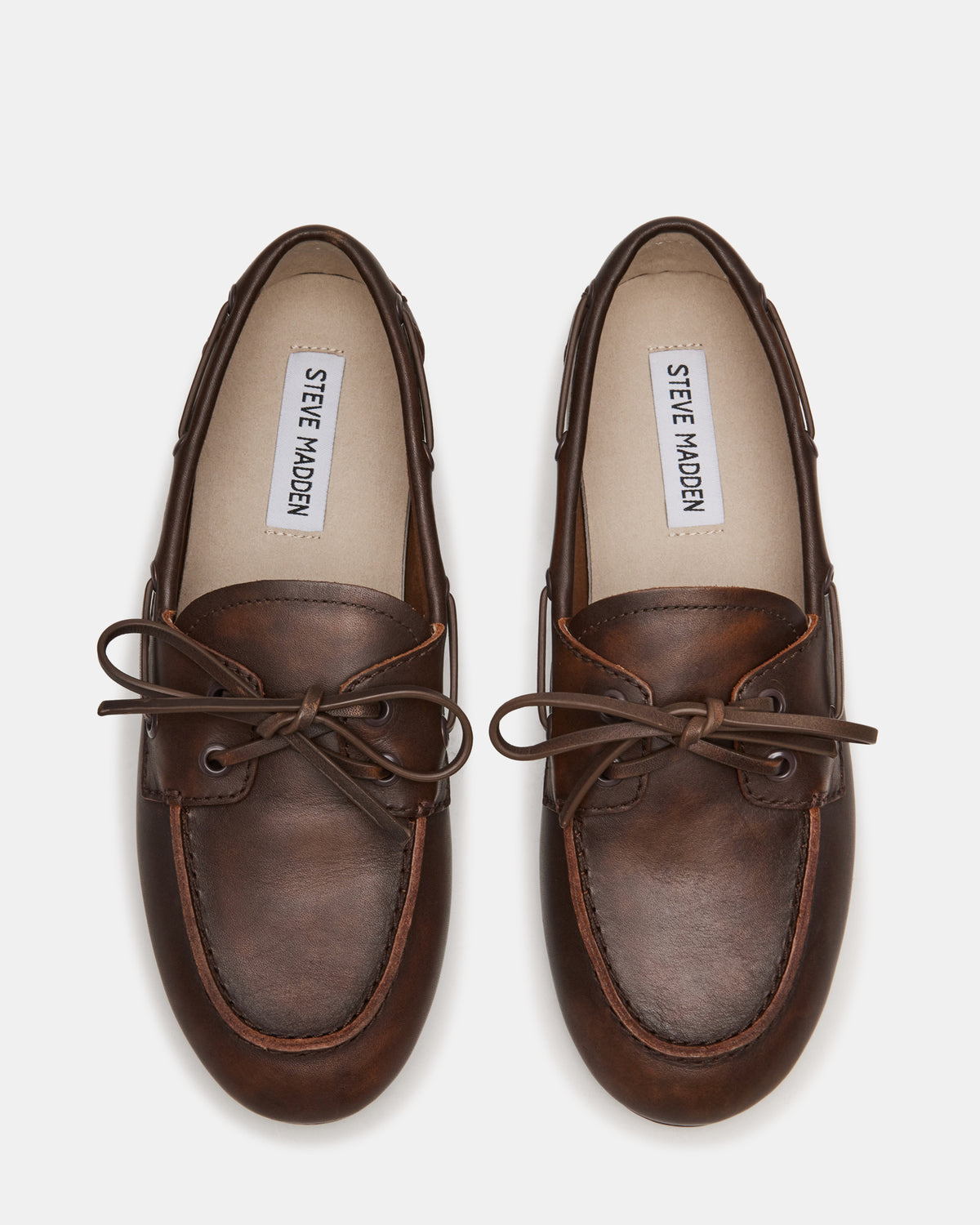 SAG Brown Leather Women's Boat Shoe | Steve Madden US