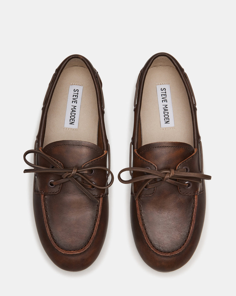 SAG Brown Leather Women's Boat Shoe | Steve Madden US