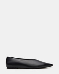 FLOYD Black Leather Pointed-Toe Ballet Women's Flat | Steve Madden outlet