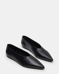 FLOYD Black Leather Pointed-Toe Ballet Women's Flat | Steve Madden outlet