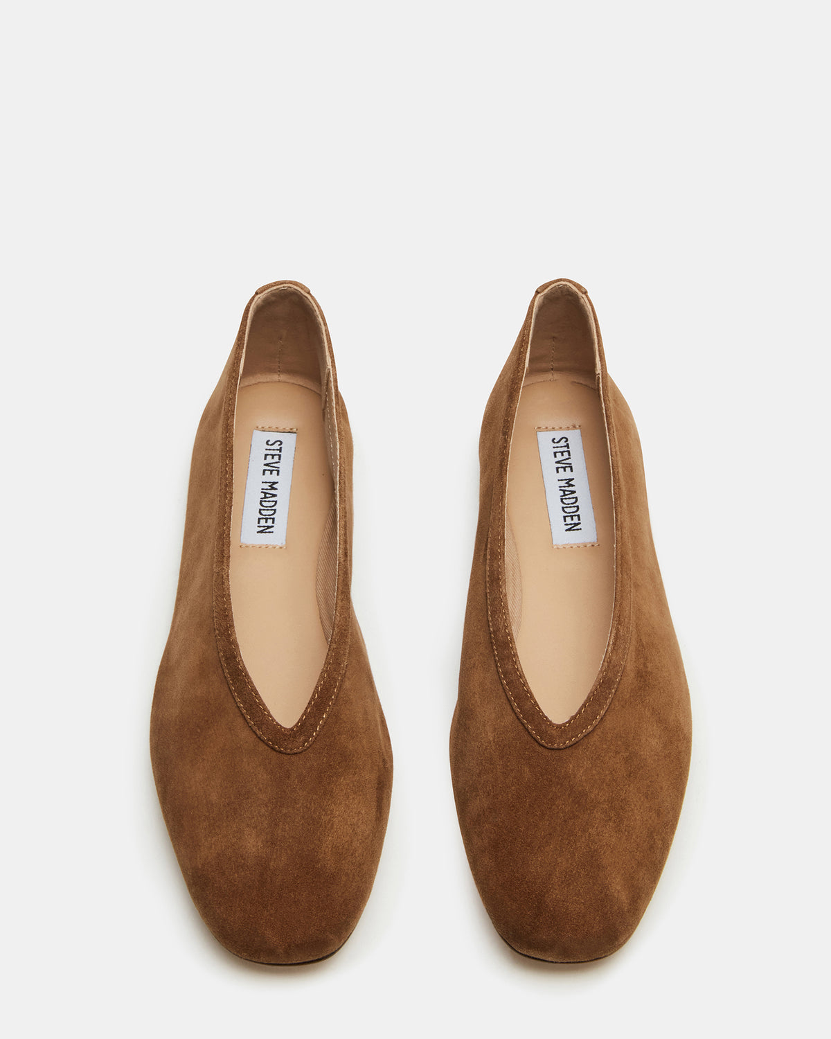 LENI Chestnut Suede Square-Toe Ballet Women's Flat | Steve Madden Sale