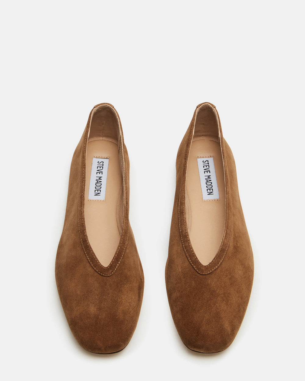 LENI Chestnut Suede Square-Toe Ballet Women's Flat | Steve Madden Sale