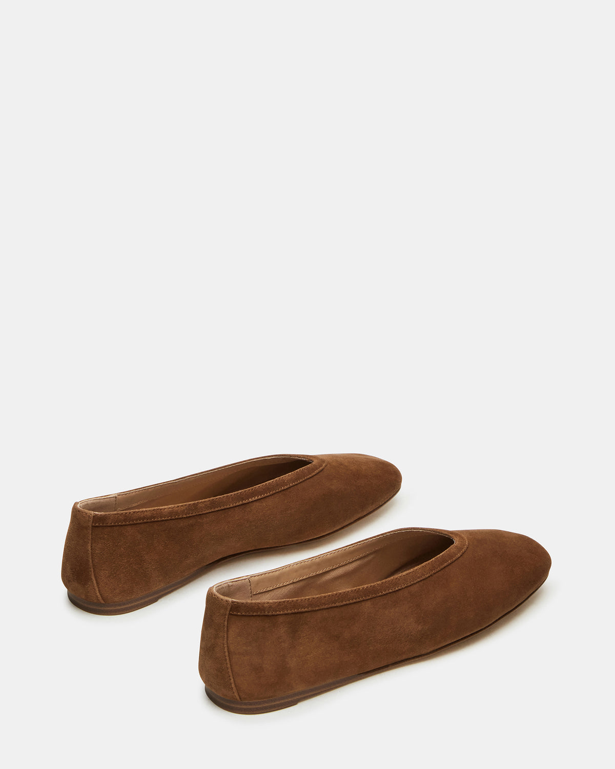 LENI Chestnut Suede Square-Toe Ballet Women's Flat | Steve Madden Sale