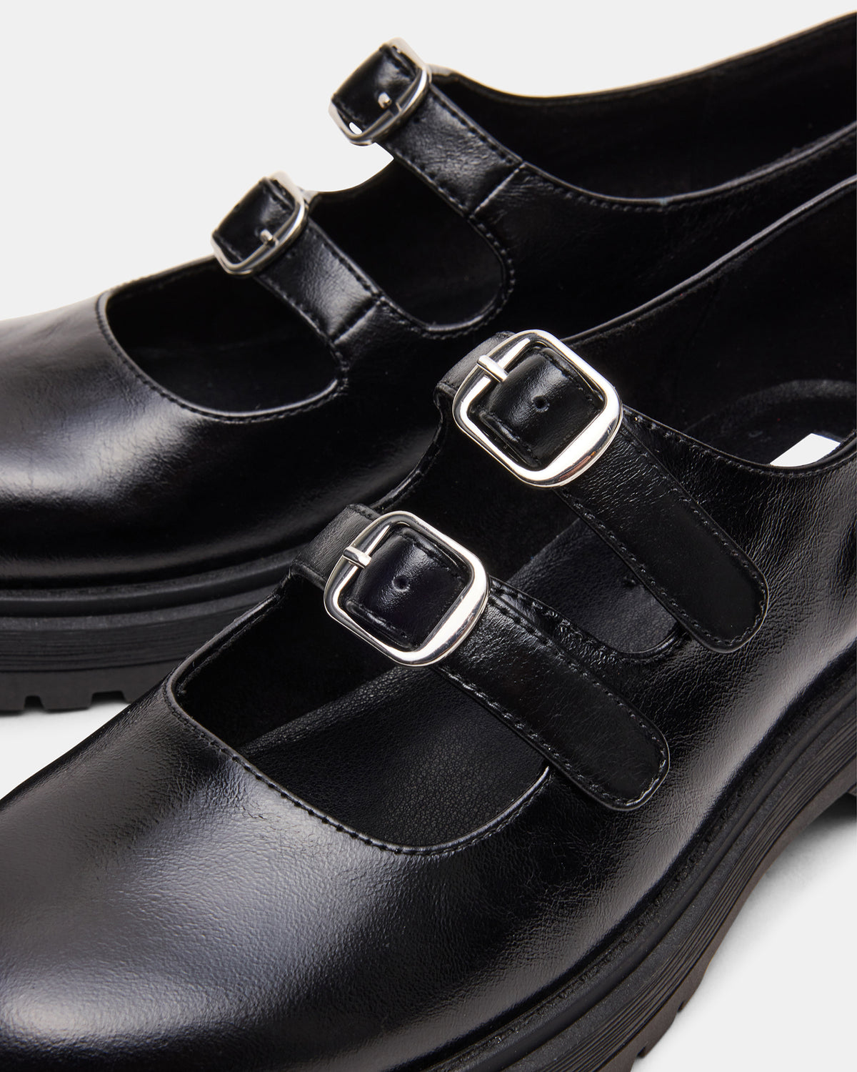 ALBA Black Leather Platform Lug Mary Jane Women's Loafer | Steve Madden for Sale