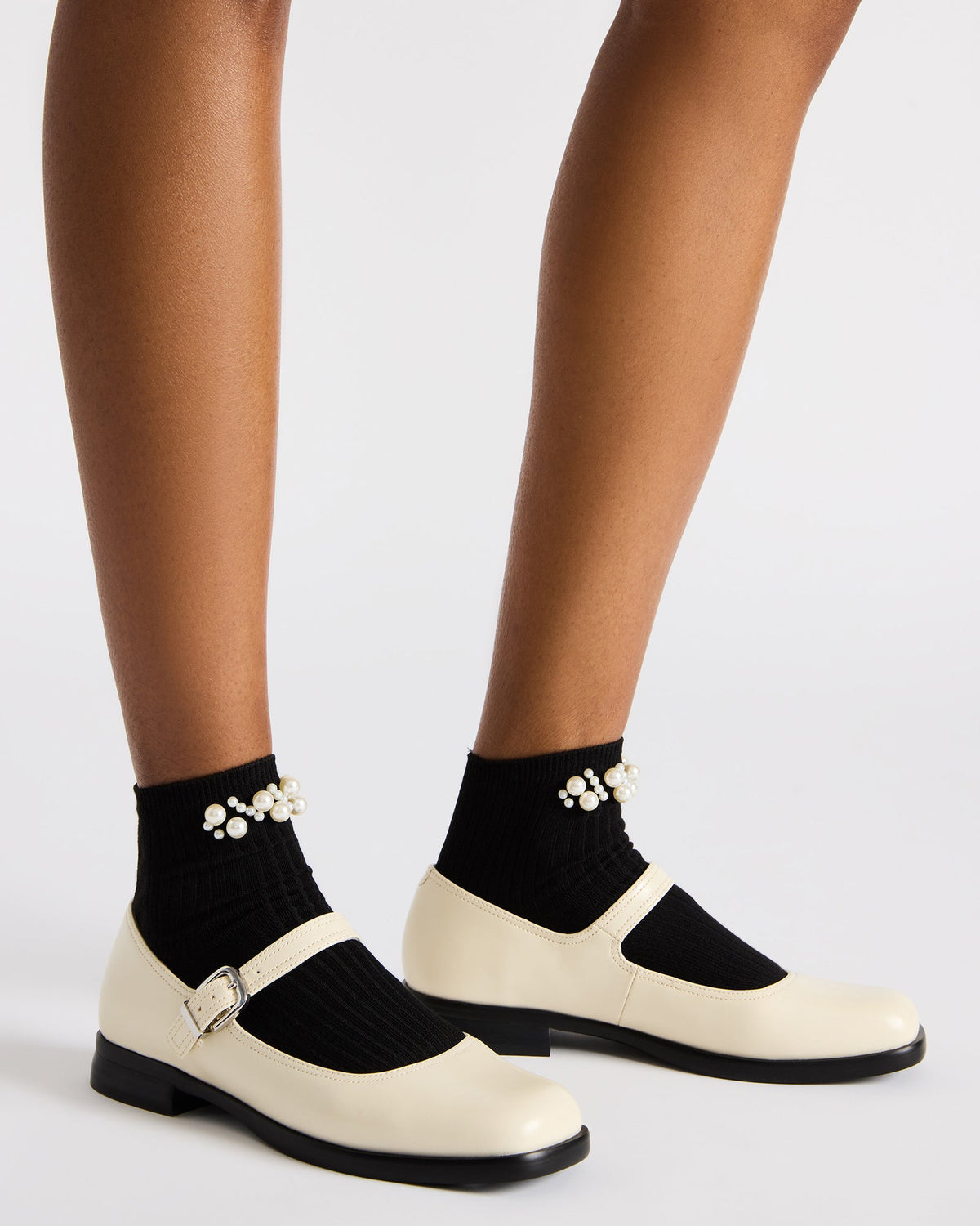 DELANCY Bone Leather Women's Mary Jane Flats | Steve Madden on Sale