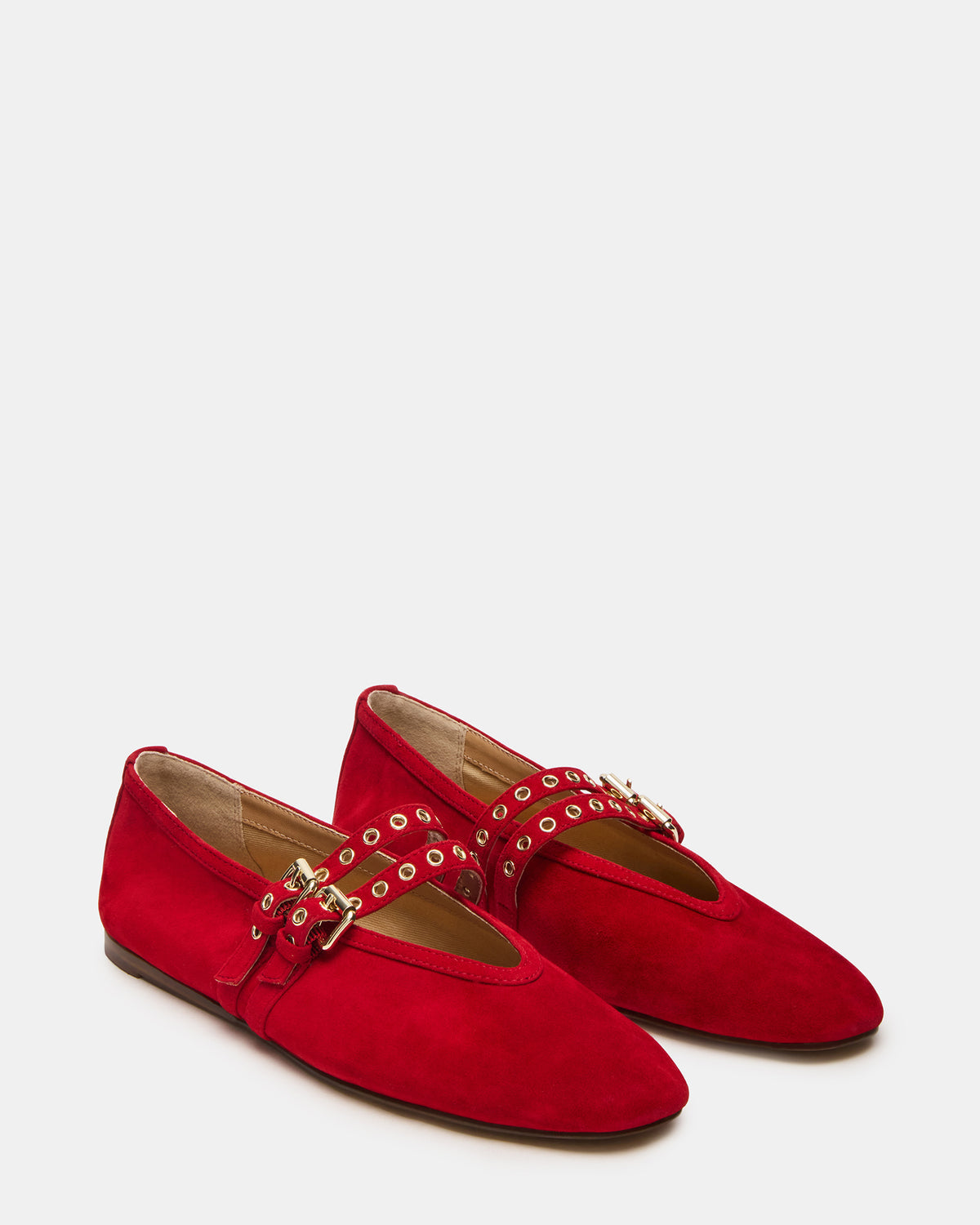 LYDIA Red Suede Square-Toe Mary Jane Ballet Women's Flat | Steve Madden discount