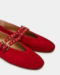 LYDIA Red Suede Square-Toe Mary Jane Ballet Women's Flat | Steve Madden discount