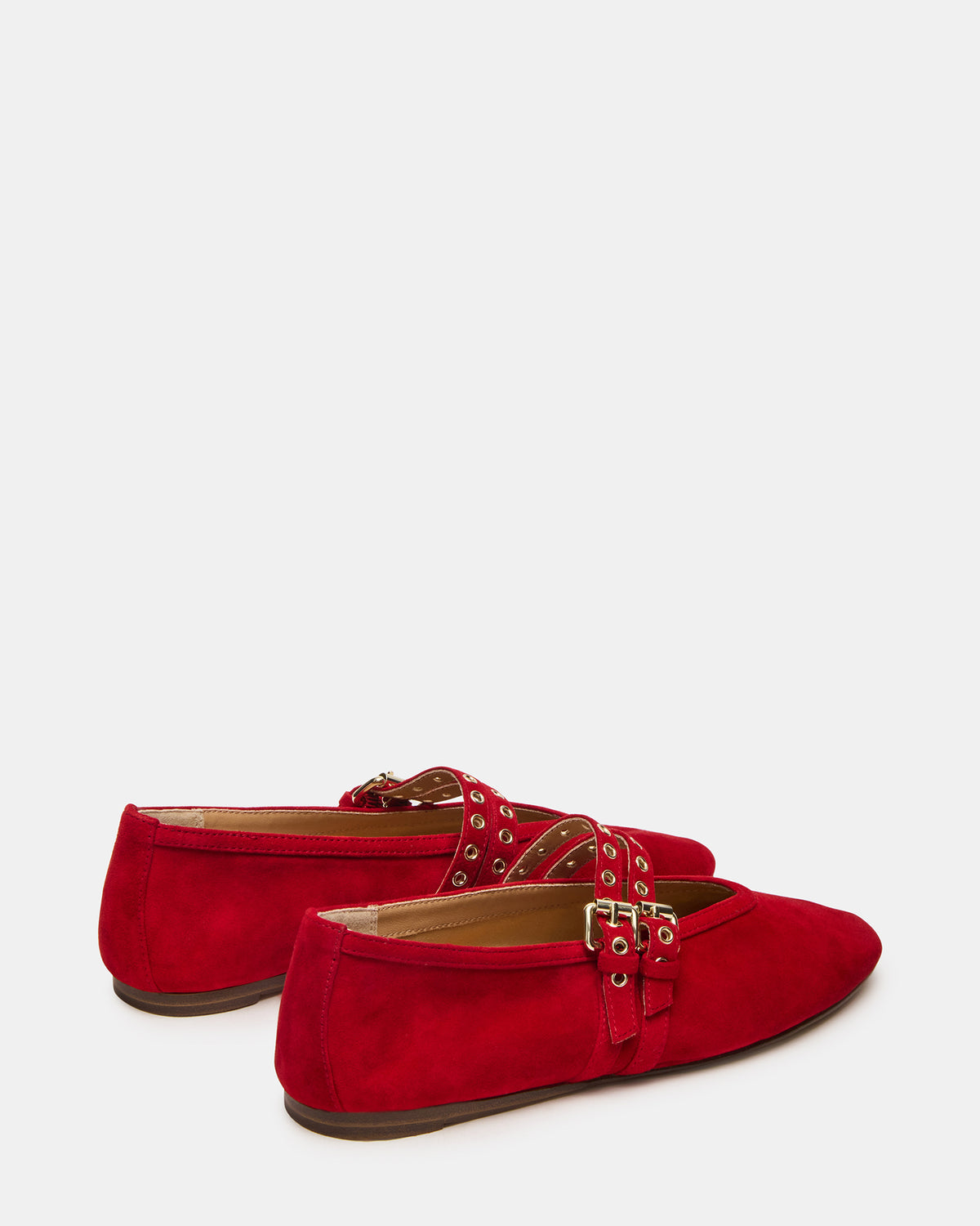 LYDIA Red Suede Square-Toe Mary Jane Ballet Women's Flat | Steve Madden discount