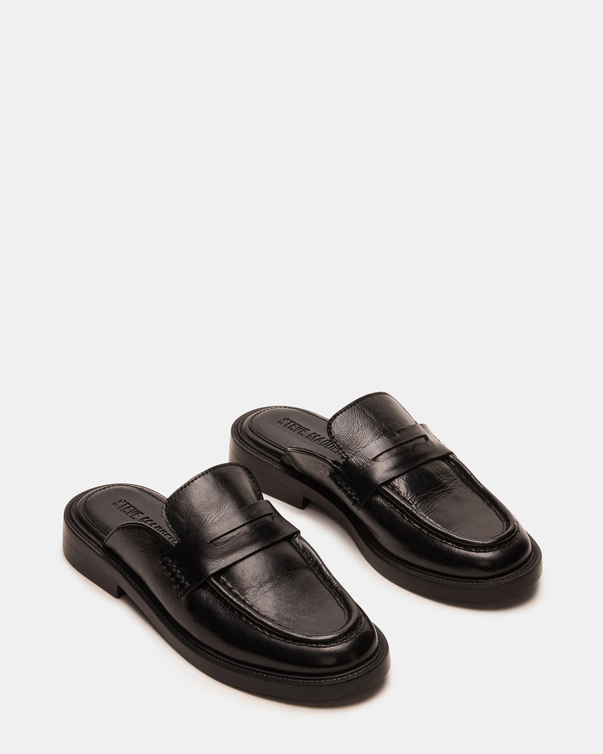 MULBERRY Black Leather Women's Slip-On Mule Flat | Steve Madden US