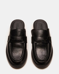 MULBERRY Black Leather Women's Slip-On Mule Flat | Steve Madden US