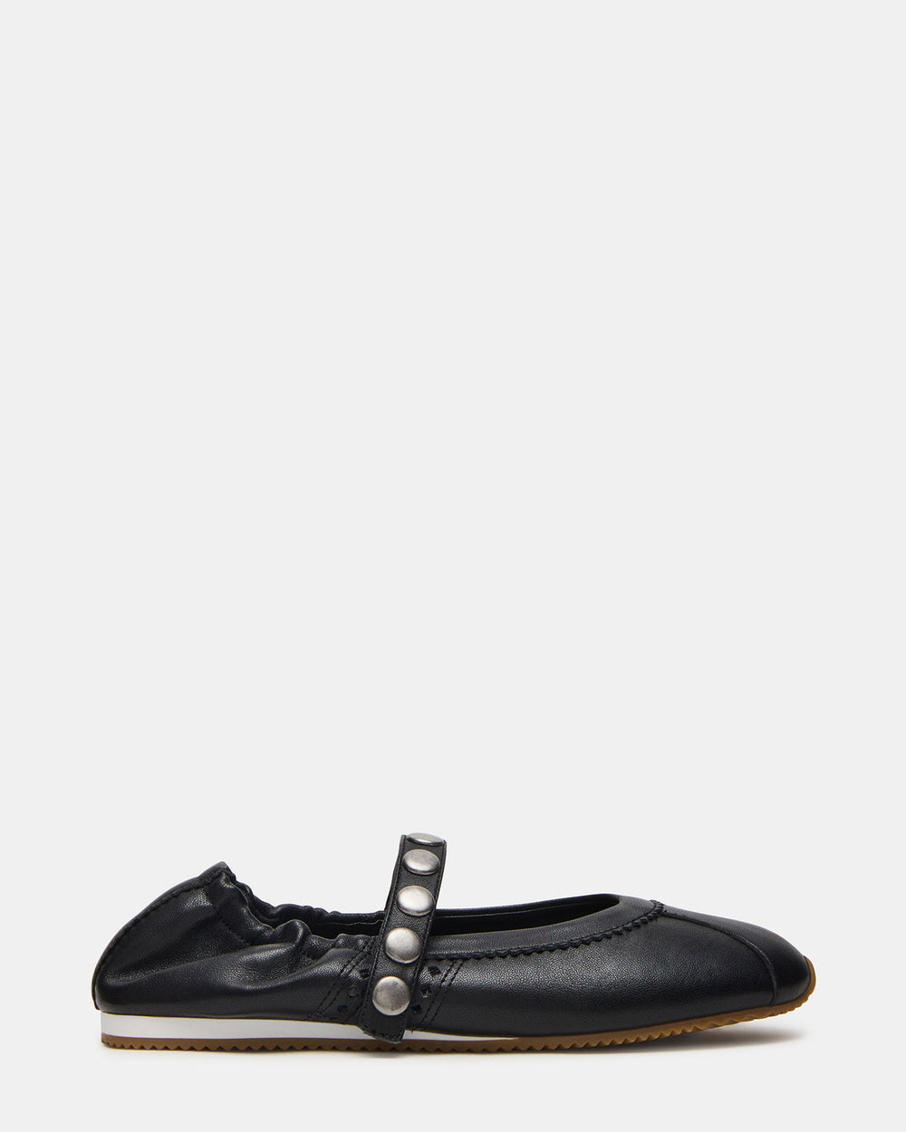 ANAYA Black Leather Studs Mary Jane Ballet Women's Flat | Steve Madden outlet