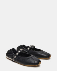 ANAYA Black Leather Studs Mary Jane Ballet Women's Flat | Steve Madden outlet