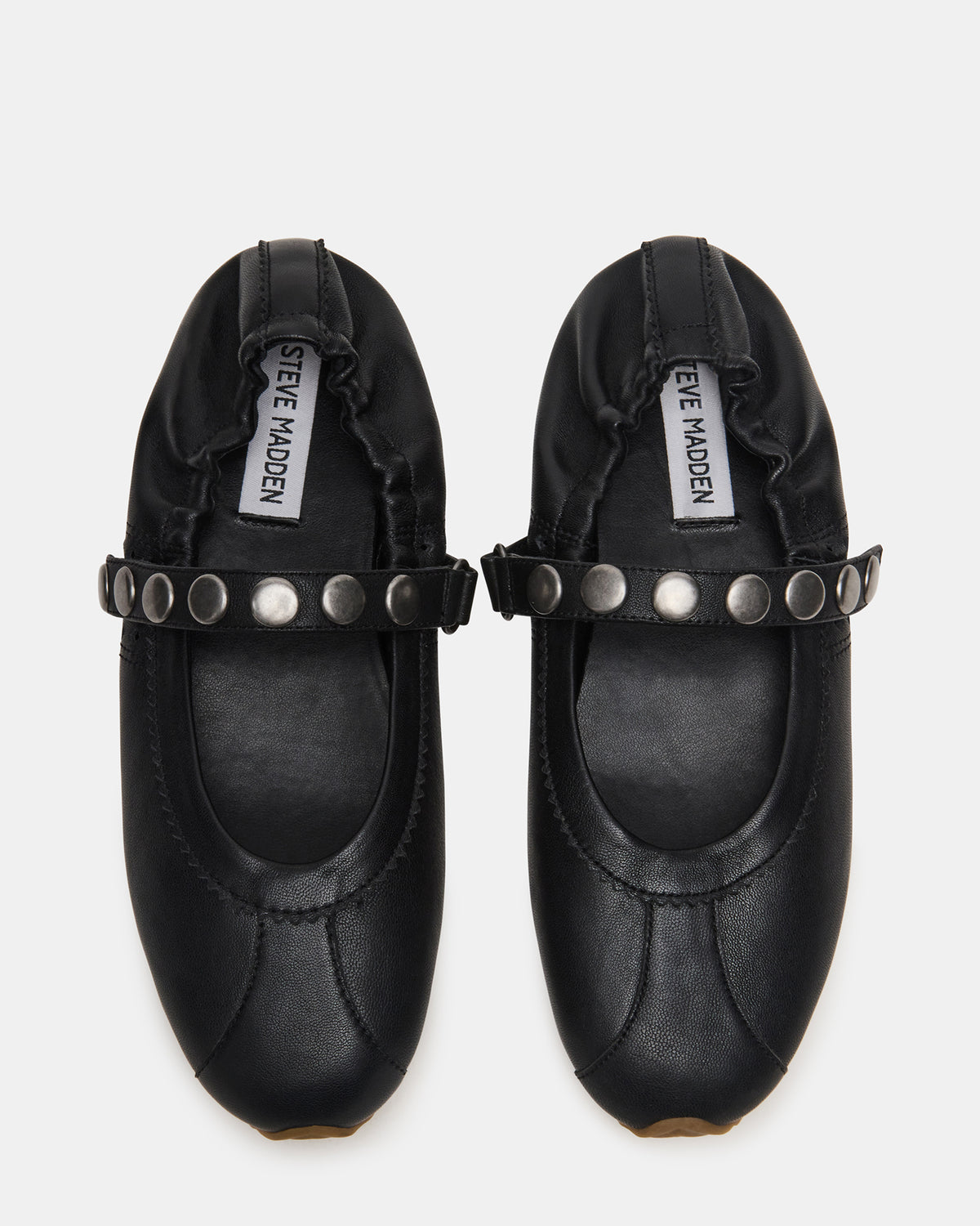 ANAYA Black Leather Studs Mary Jane Ballet Women's Flat | Steve Madden outlet
