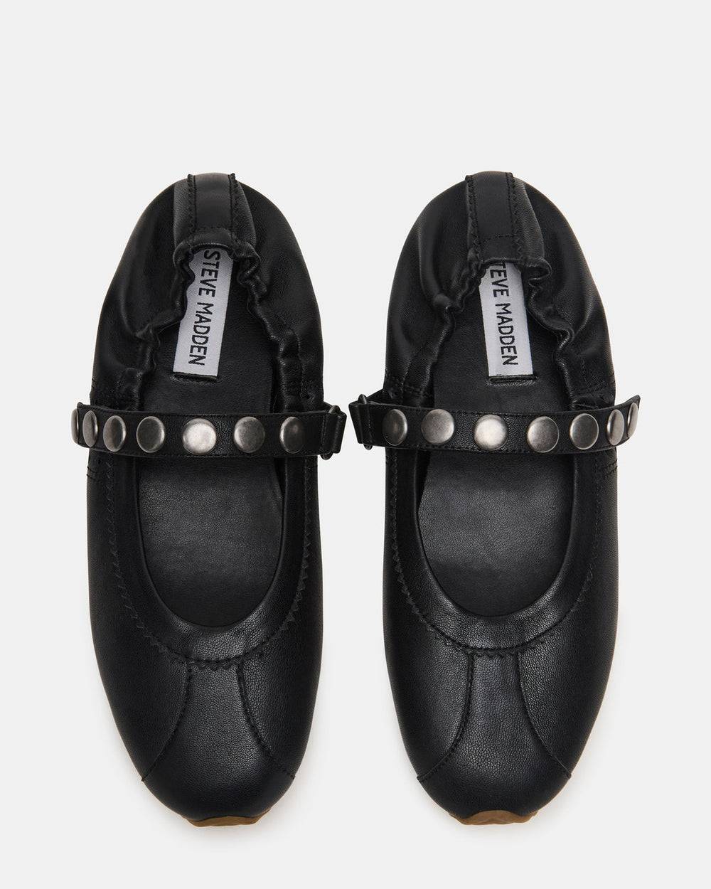 ANAYA Black Leather Studs Mary Jane Ballet Women's Flat | Steve Madden outlet