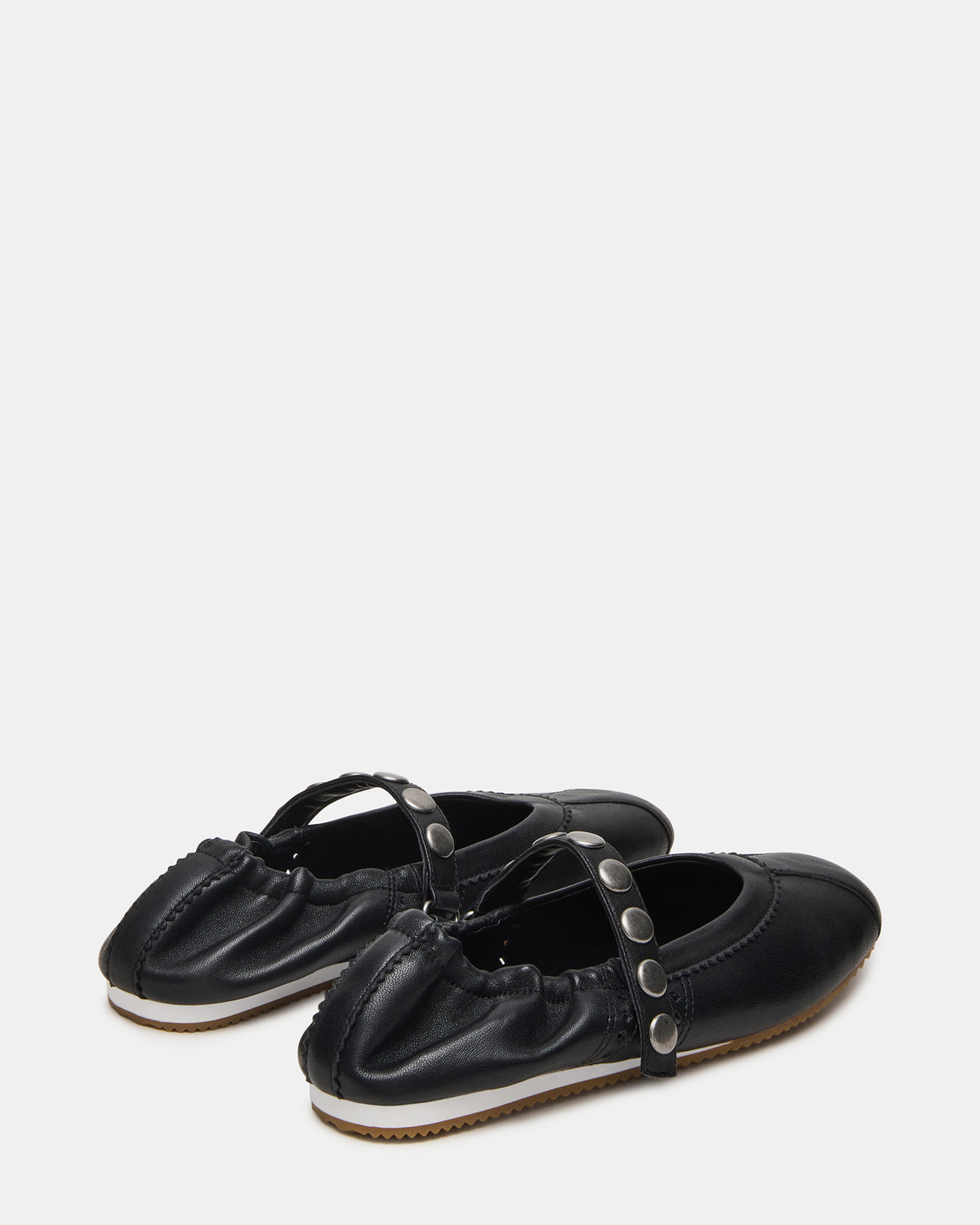 ANAYA Black Leather Studs Mary Jane Ballet Women's Flat | Steve Madden outlet