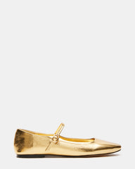 MAPLE Gold Leather Women's Mary Jane Ballet Flat | Steve Madden Sale