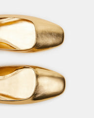 MAPLE Gold Leather Women's Mary Jane Ballet Flat | Steve Madden Sale