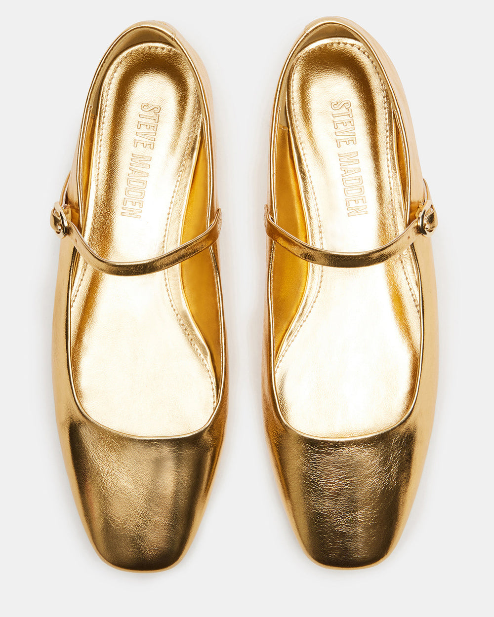MAPLE Gold Leather Women's Mary Jane Ballet Flat | Steve Madden Sale