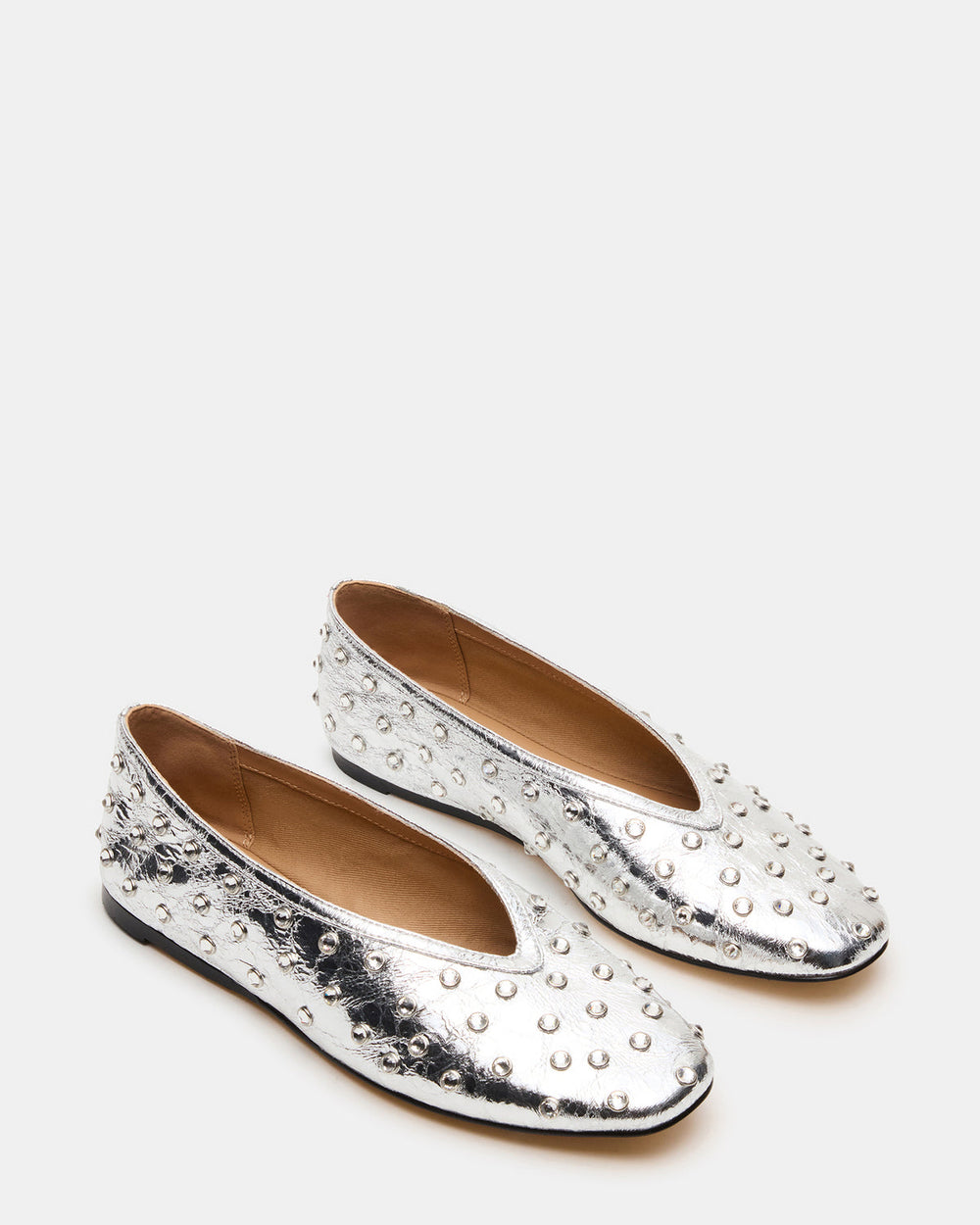 LENI Silver Rhinestones Square-Toe Ballet Women's Flat | Steve Madden for Sale