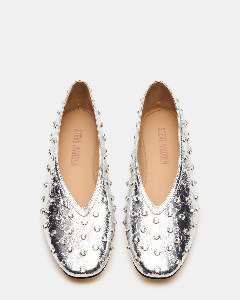 LENI Silver Rhinestones Square-Toe Ballet Women's Flat | Steve Madden for Sale