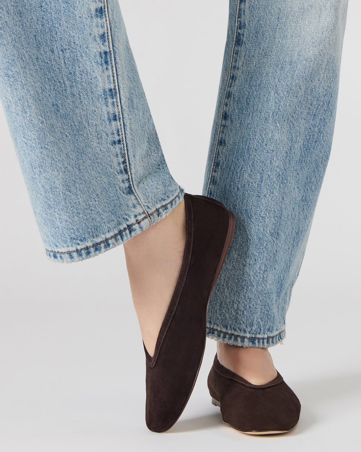 LENI Brown Suede Square-Toe Ballet Women's Flat | Steve Madden US