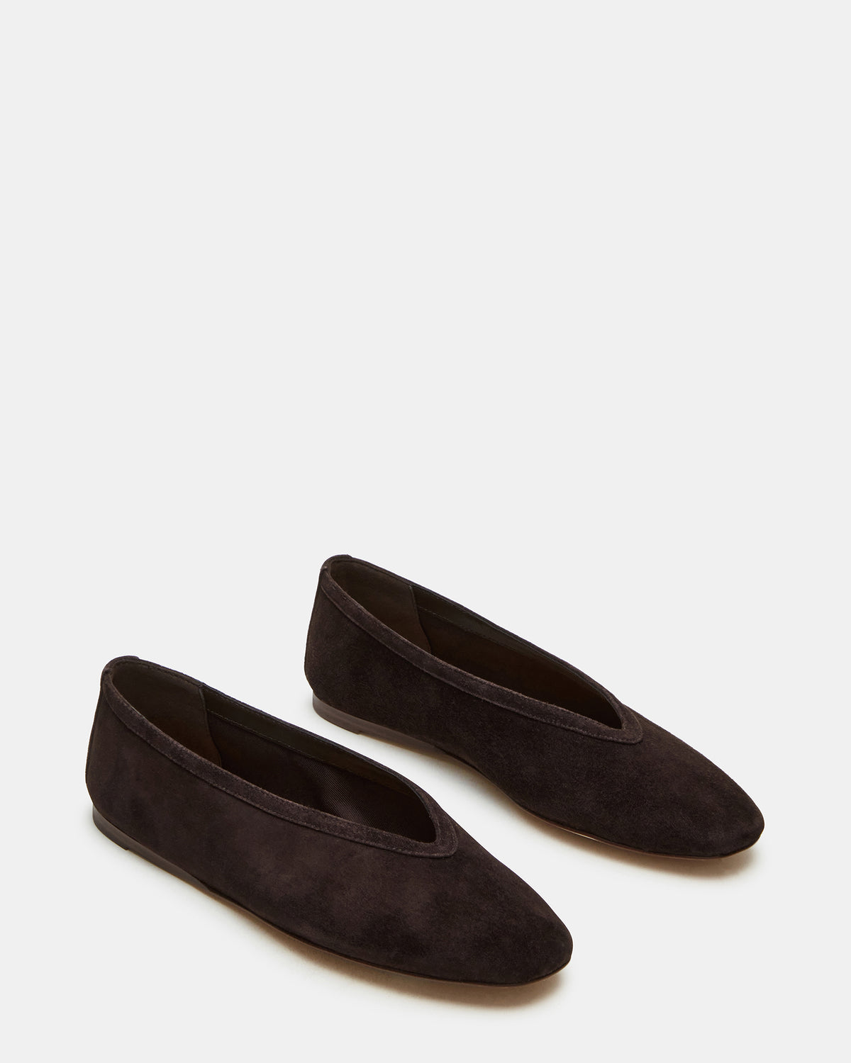 LENI Brown Suede Square-Toe Ballet Women's Flat | Steve Madden US