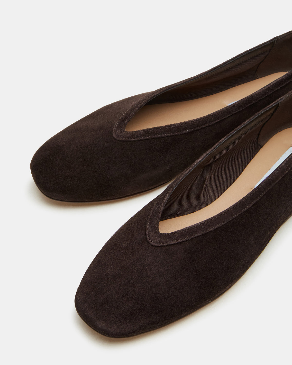 LENI Brown Suede Square-Toe Ballet Women's Flat | Steve Madden US