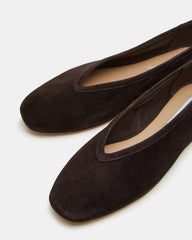 LENI Brown Suede Square-Toe Ballet Women's Flat | Steve Madden US
