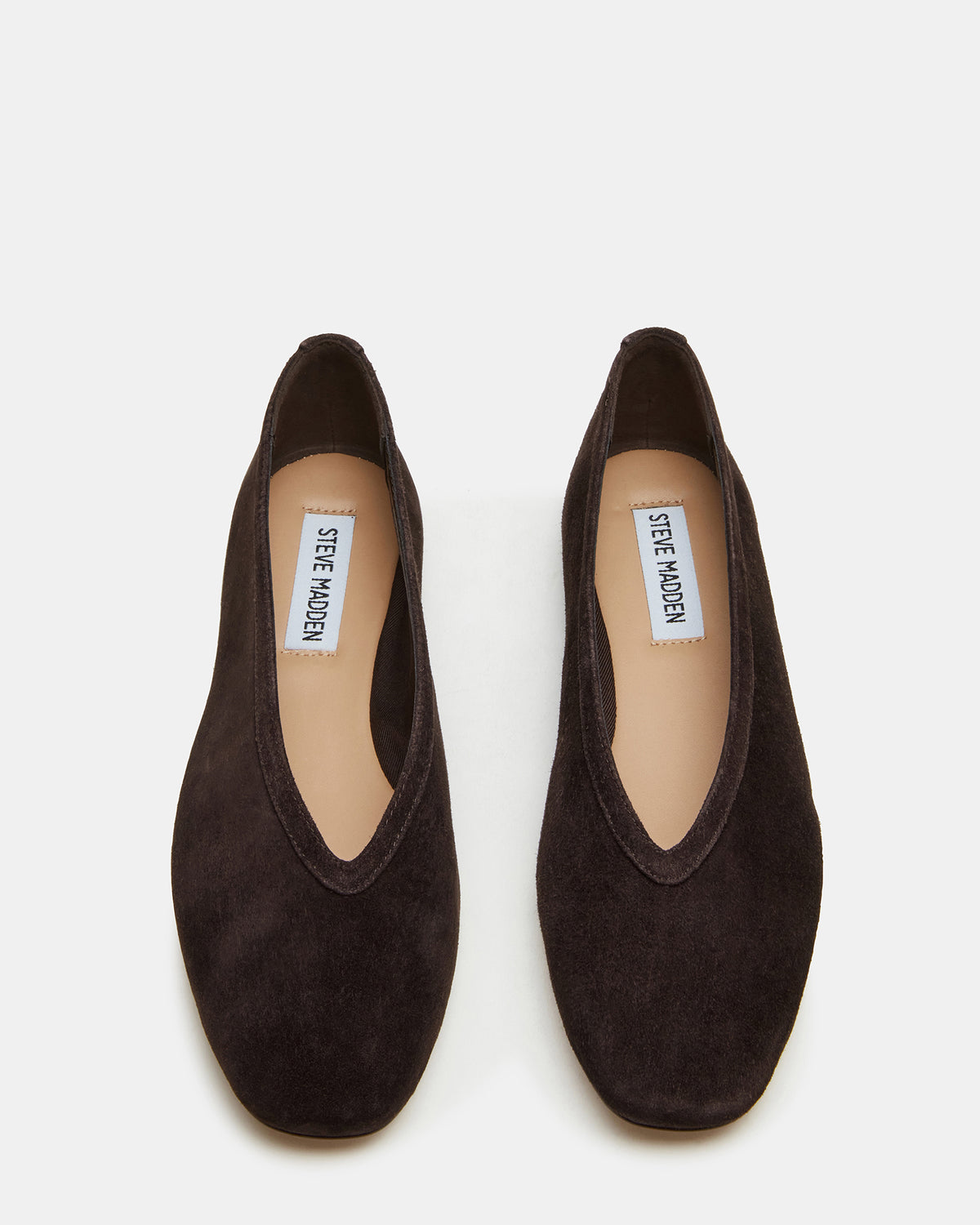 LENI Brown Suede Square-Toe Ballet Women's Flat | Steve Madden US