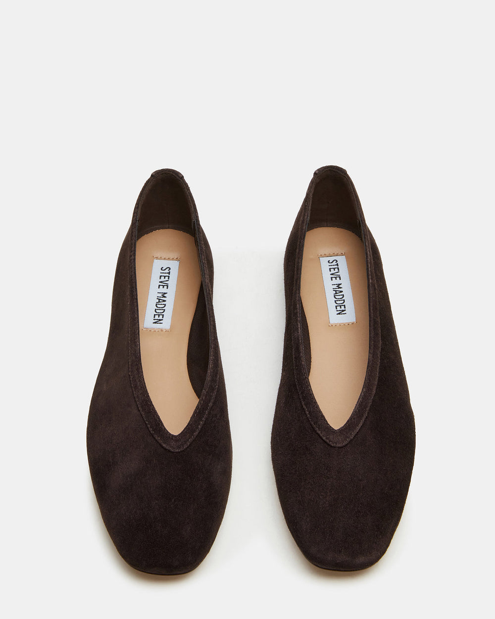 LENI Brown Suede Square-Toe Ballet Women's Flat | Steve Madden US