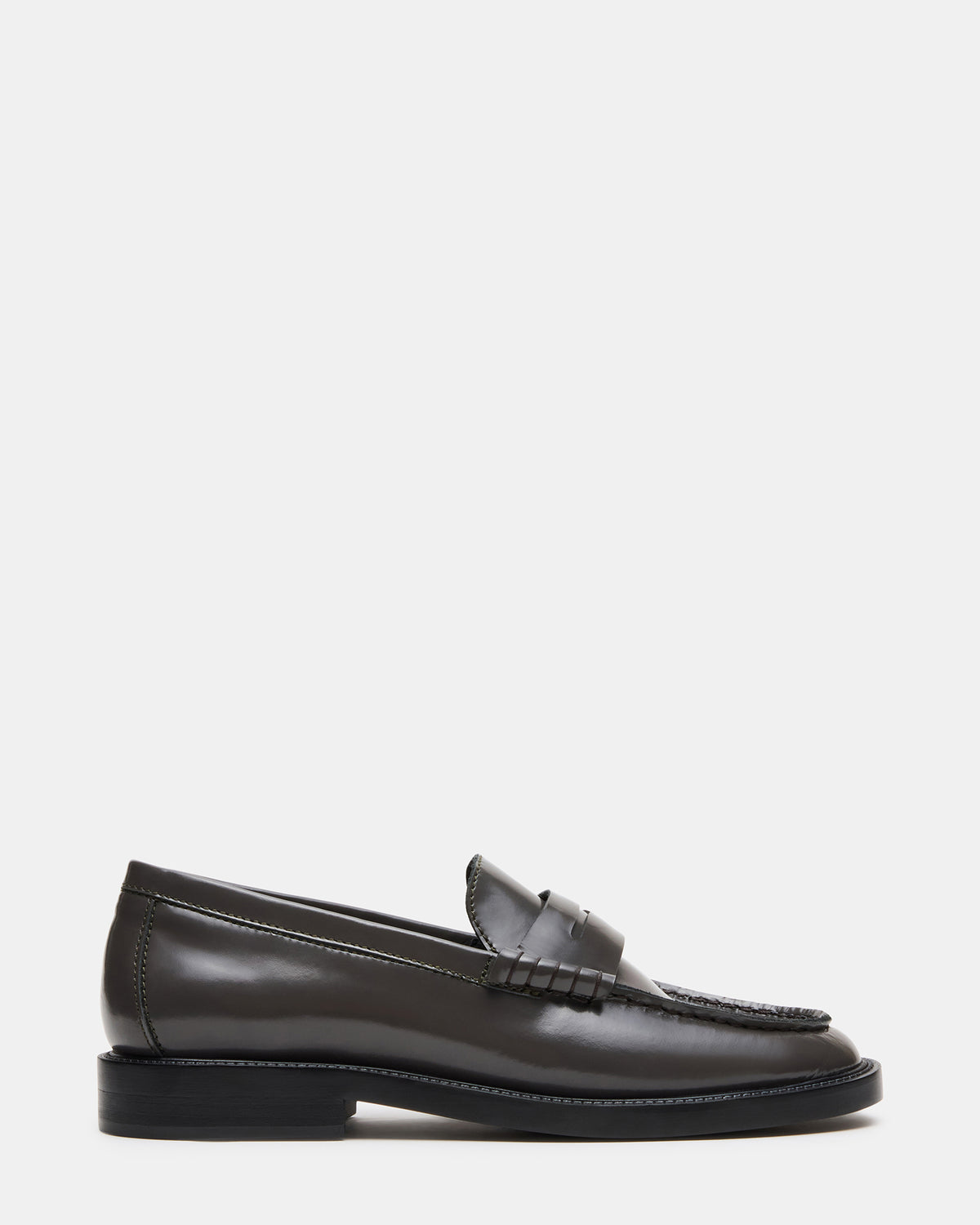 MADISON Grey Leather Women's Penny Loafer | Steve Madden outlet