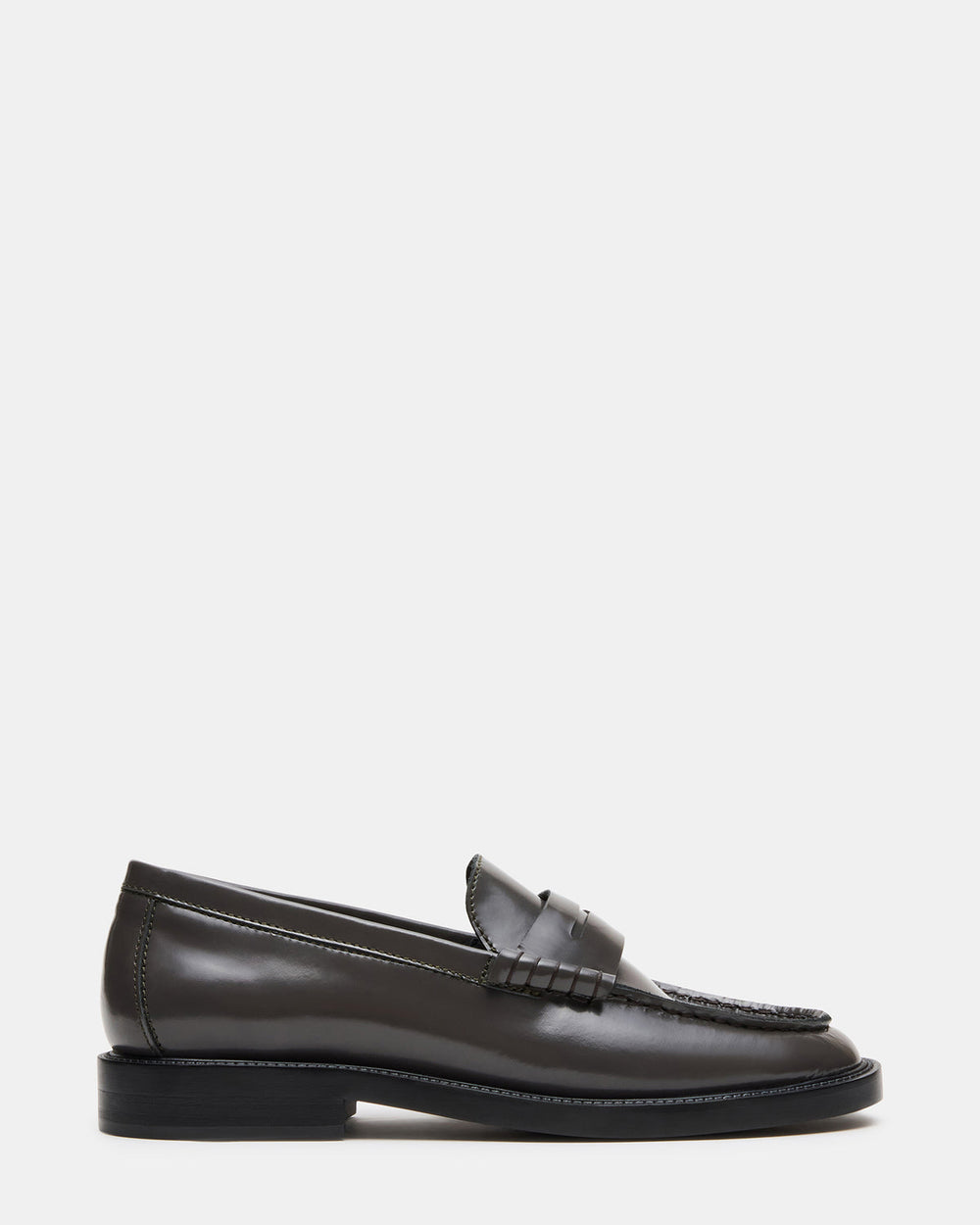 MADISON Grey Leather Women's Penny Loafer | Steve Madden outlet