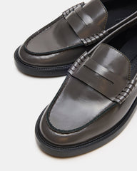 MADISON Grey Leather Women's Penny Loafer | Steve Madden outlet